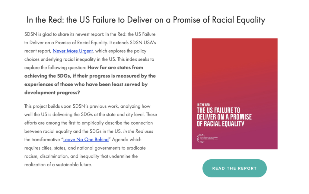 In the Red Report by Sustainable Development Solutions Network